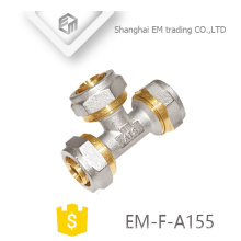 EM-F-A155 Aluminum plastic tube connector Fast joint tee brass fitting